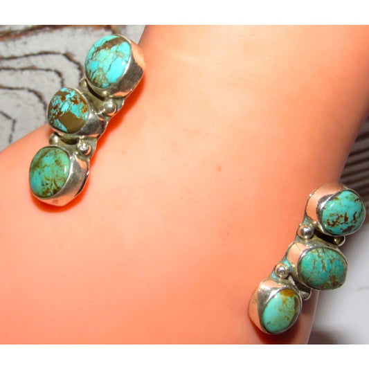 Navajo Royston Turquoise Sterling Open Stacker Cuff Bracelet