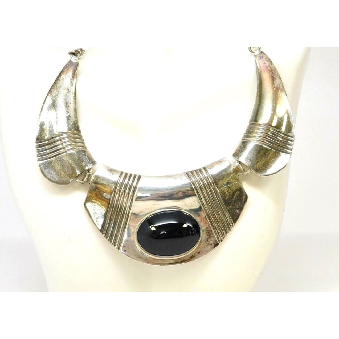 Navajo Sam Begay Statement Collar Necklace Sterling Silver 
