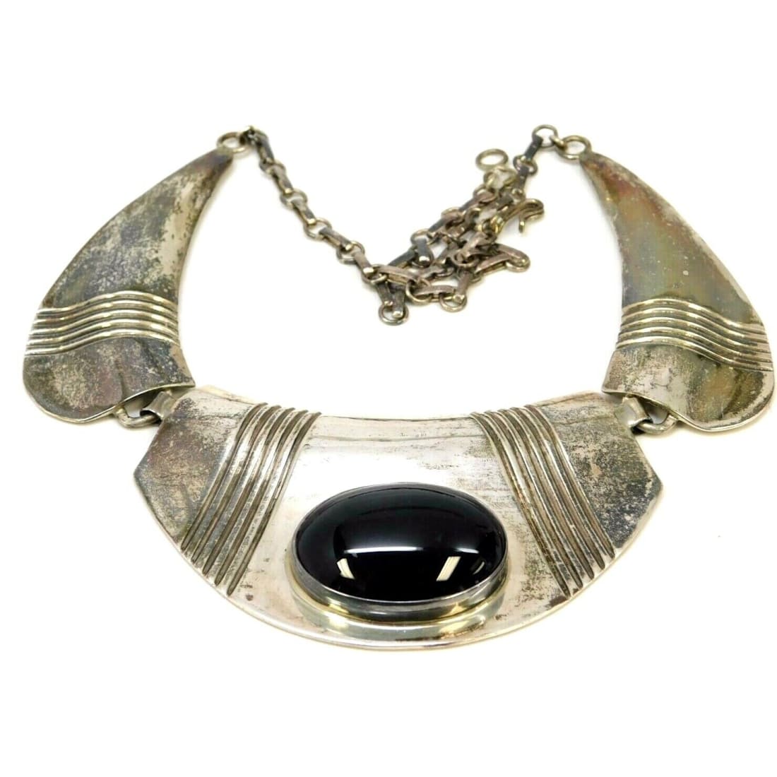 Navajo Sam Begay Statement Collar Necklace Sterling Silver 