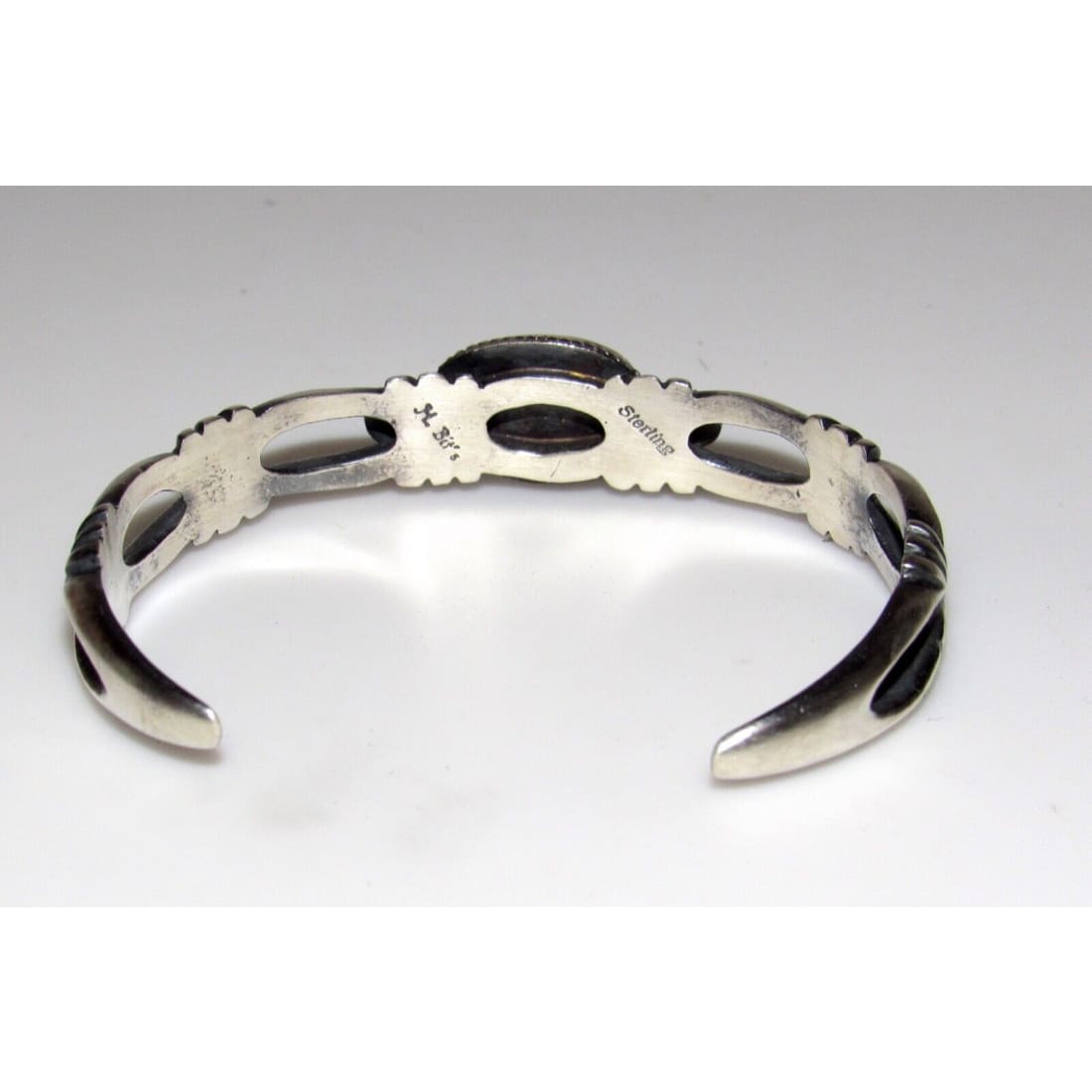 Navajo Sand Cast Cuff Bracelet Sterling Kingman Turquoise 