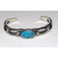 Navajo Sand Cast Cuff Bracelet Sterling Kingman Turquoise 