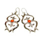Navajo Sand Cast Earrings Orange Spniny Sterling Dangle Native American Signed Native American