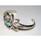 Navajo Sand Cast Silver Golden Hills Turquoise Cuff Bracelet