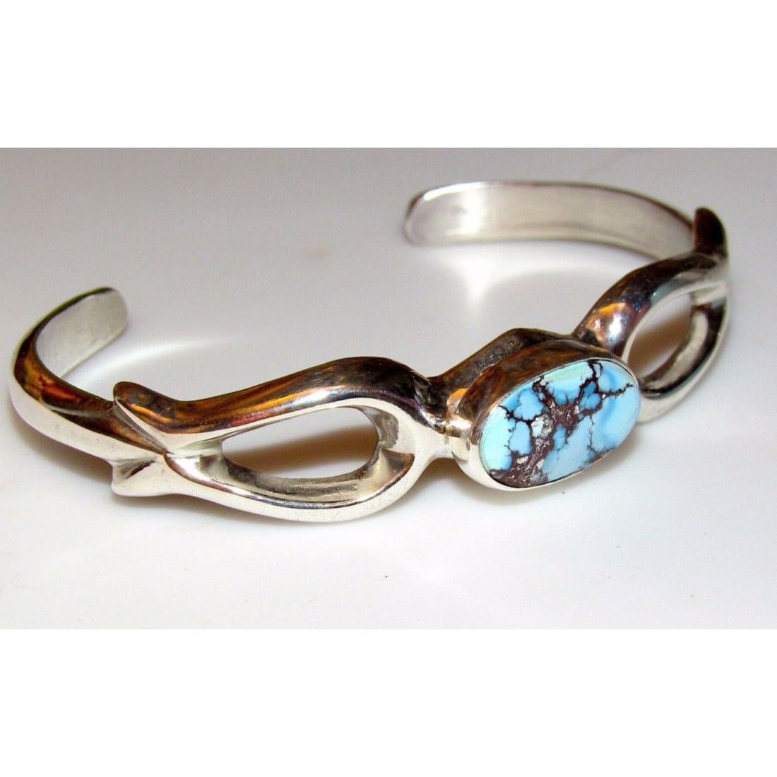 Navajo Sand Cast Silver Golden Hills Turquoise Sterling 