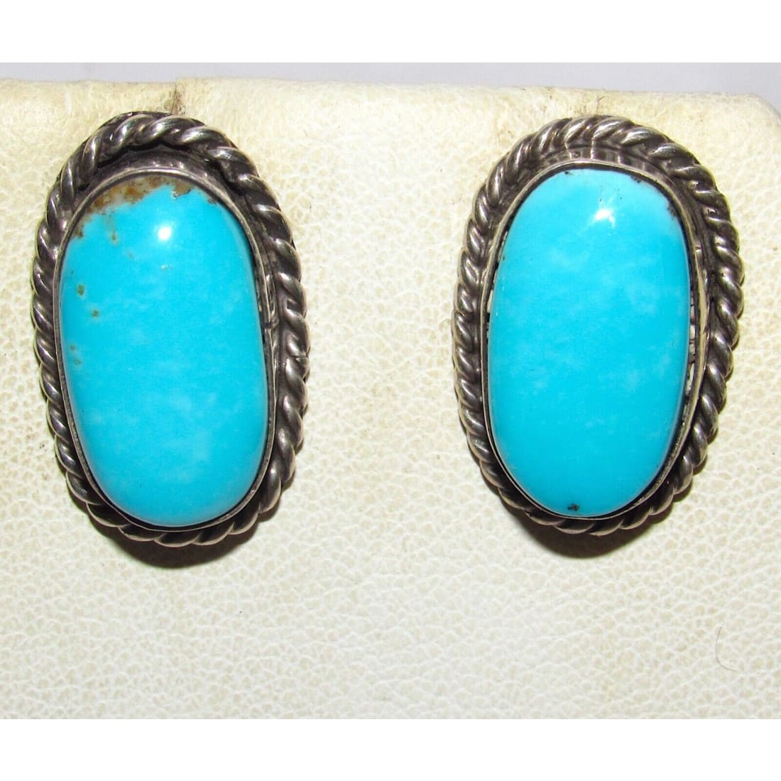 Navajo Sleeping Beauty Mine Turquoise Post Earrings Sterling
