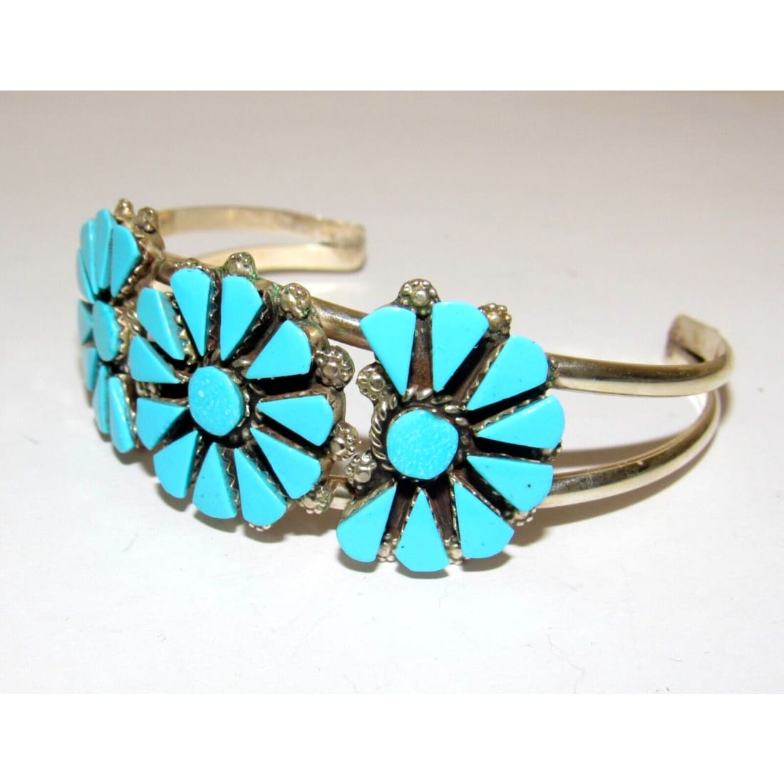 Navajo Sleeping Beauty Turquoise Cluster Cuff Bracelet 