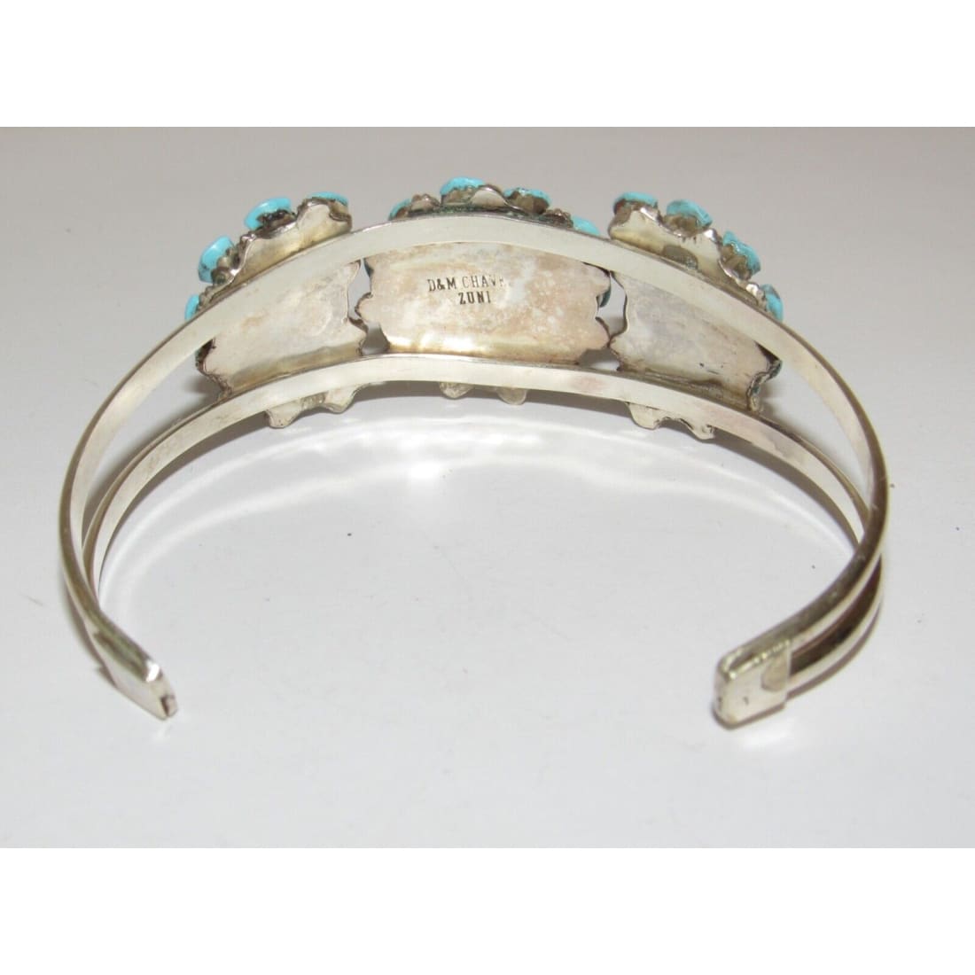 Navajo Sleeping Beauty Turquoise Cluster Cuff Bracelet 