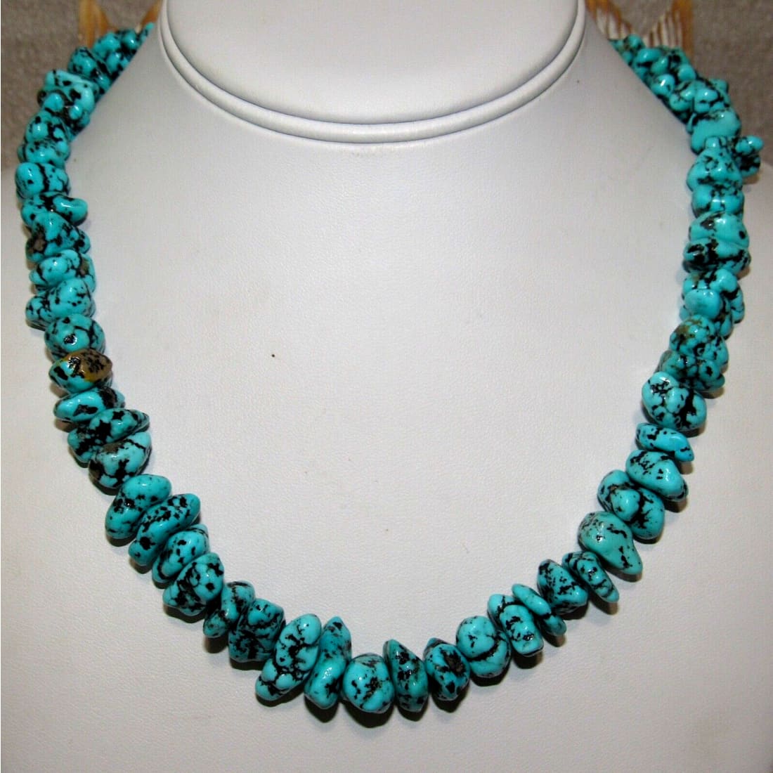 Navajo Sleeping Beauty Turquoise Nugget Necklace 18 Sterling