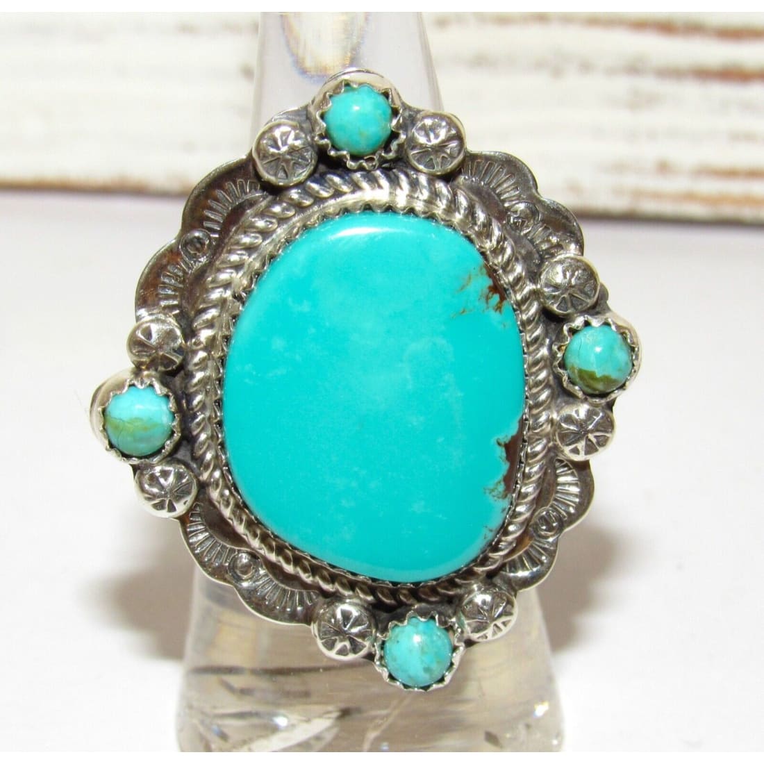 Navajo Sleeping Beauty Turquoise Ring Sz 7 Sterling Silver 
