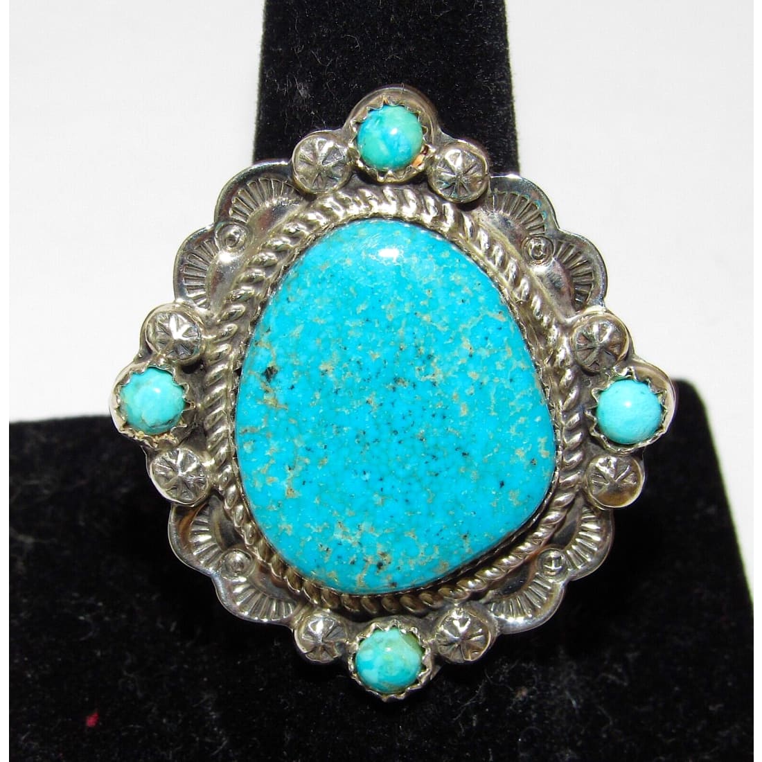 Navajo Sleeping Beauty Turquoise Ring Sz 9 Sterling Silver
