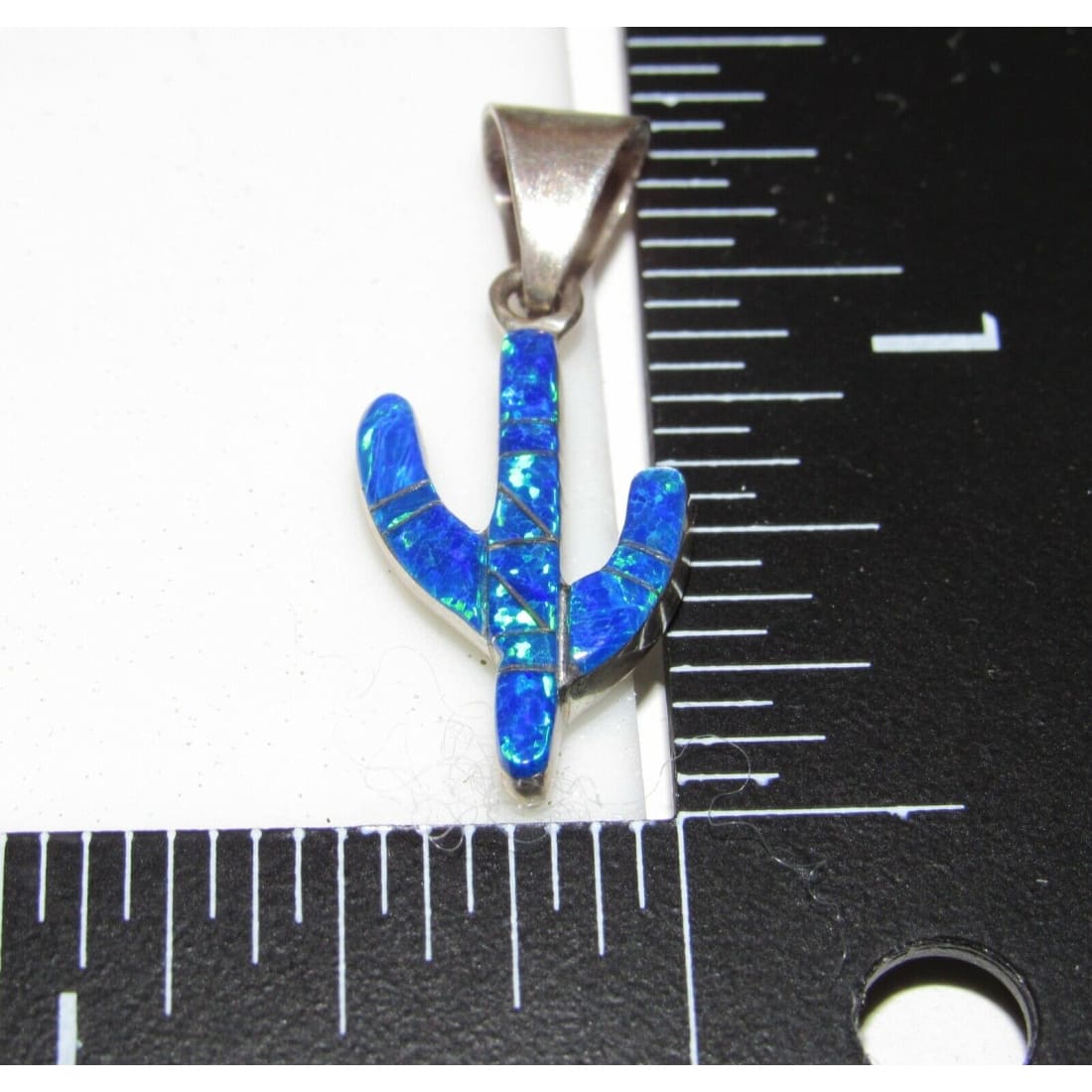 Navajo Small Reversible Cactus Pendant Charm Turquoise Opal 