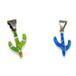 Navajo Small Reversible Cactus Pendant Charm Turquoise Opal 