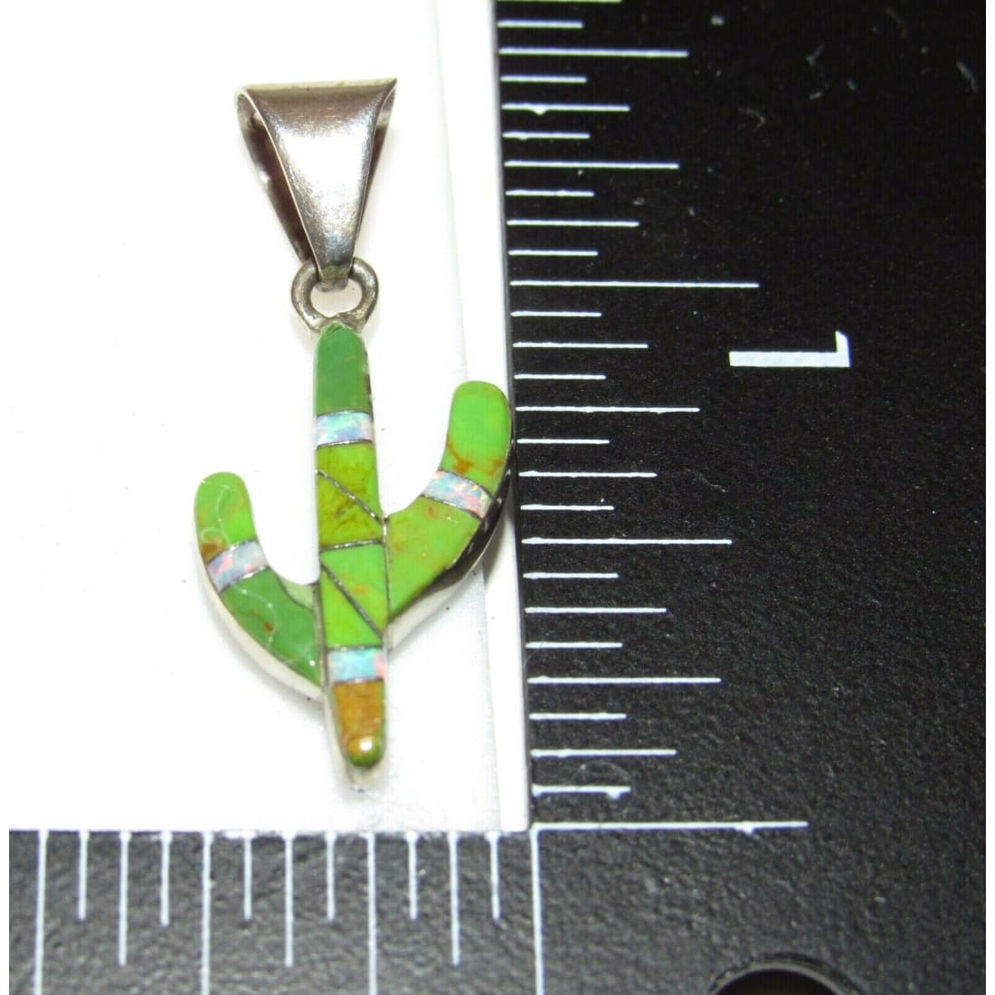 Navajo Small Reversible Cactus Pendant Charm Turquoise Opal 