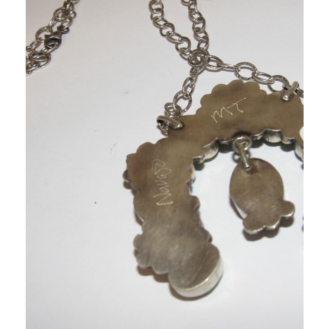 Navajo Sonoran Gold & Royston Turquoise Naja Necklace Squash
