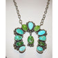 Navajo Sonoran Gold & Royston Turquoise Naja Necklace Squash