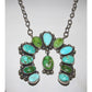 Navajo Sonoran Gold & Royston Turquoise Naja Necklace Squash