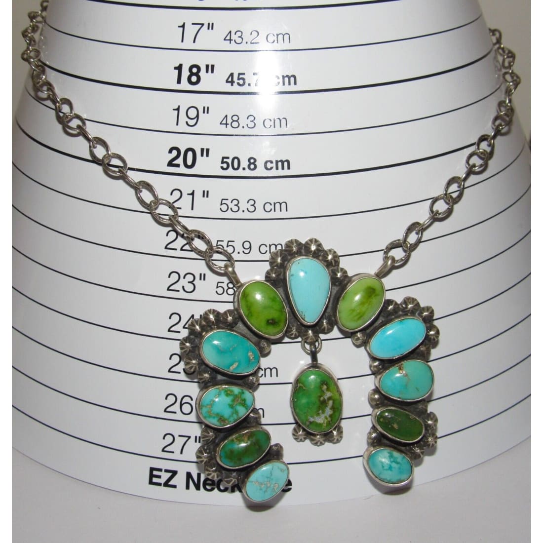 Navajo Sonoran Gold & Royston Turquoise Naja Necklace Squash
