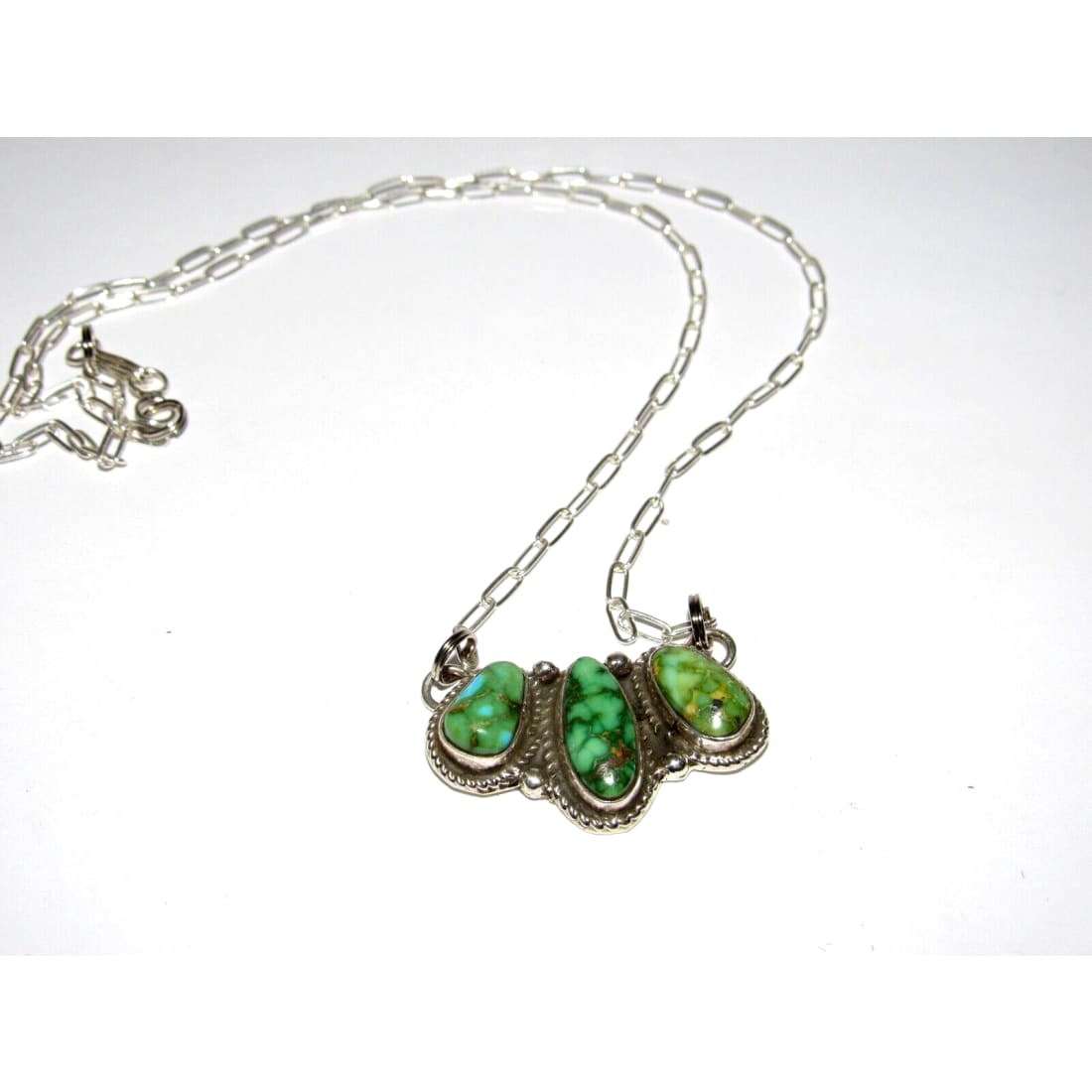 Navajo Sonoran Gold Turquoise Cluster Bar Necklace Sterling