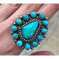 Navajo Sonoran Gold Turquoise Cluster Ring Sterling Silver
