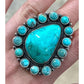 Navajo Sonoran Gold Turquoise Cluster Ring Sterling Silver
