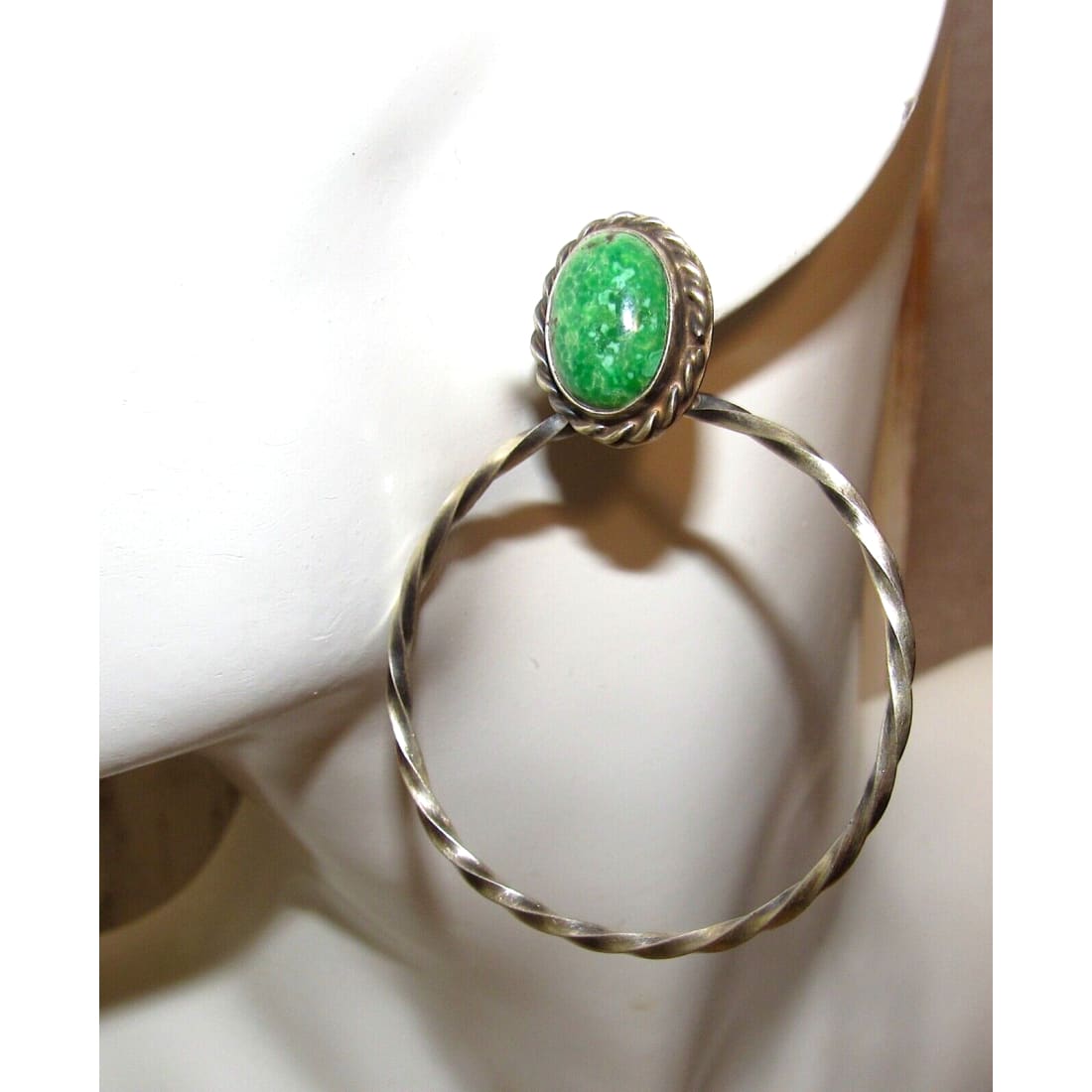 Navajo Sonoran Gold Turquoise Hoop Earrings Sterling Silver 