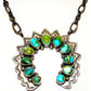 Navajo Sonoran Gold Turquoise Naja Necklace Squash Blossom 