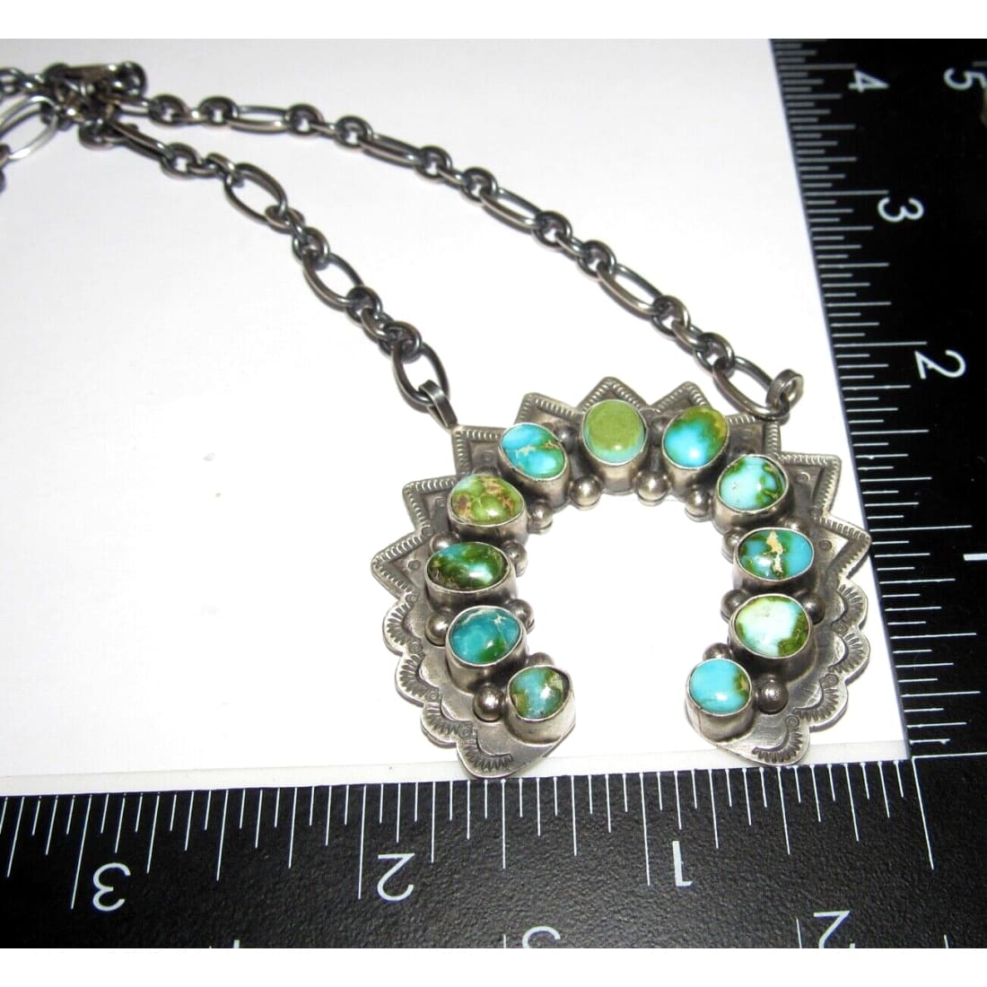 Navajo Sonoran Gold Turquoise Naja Necklace Squash Blossom 