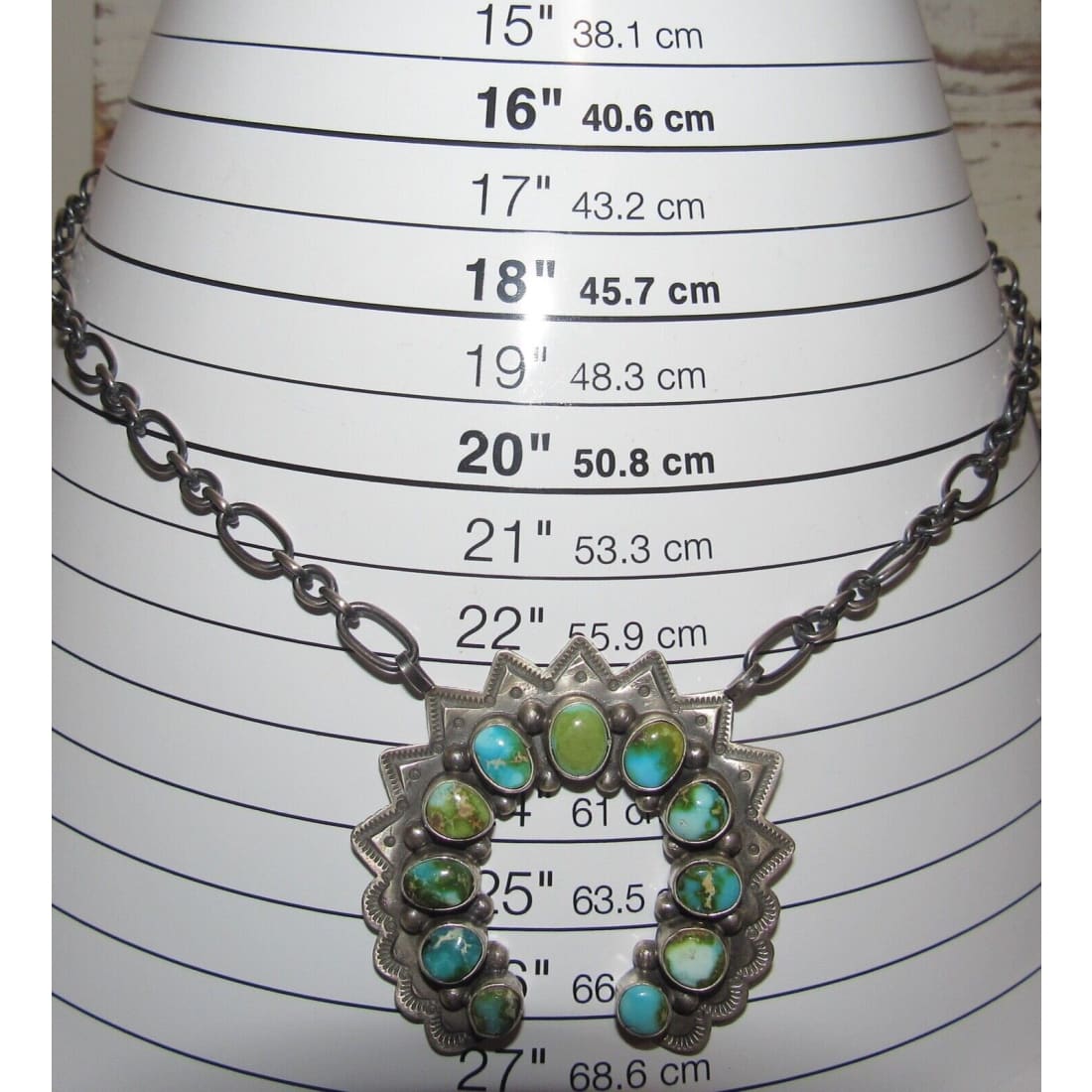 Navajo Sonoran Gold Turquoise Naja Necklace Squash Blossom 