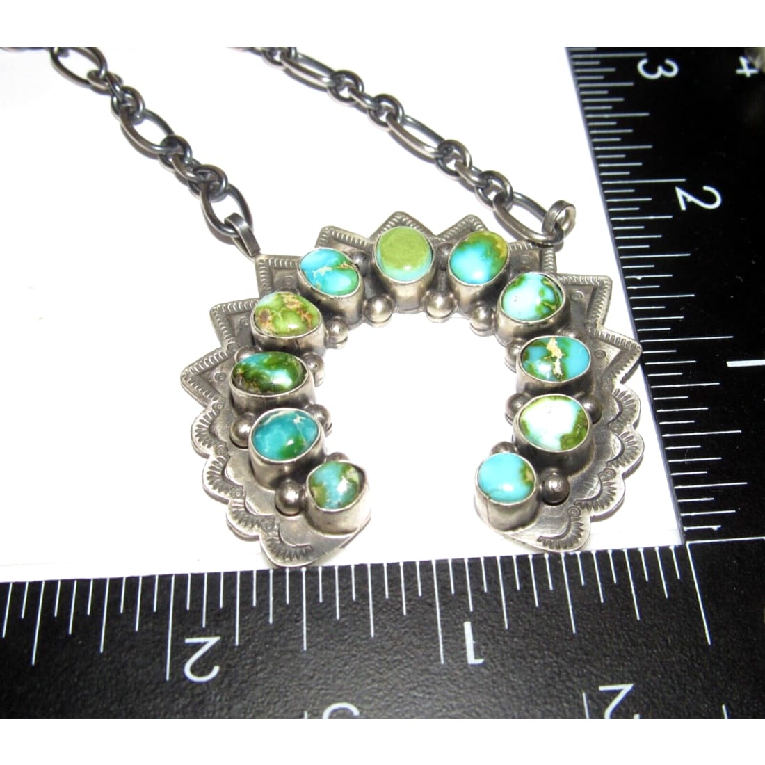 Navajo Sonoran Gold Turquoise Naja Necklace Squash Blossom 