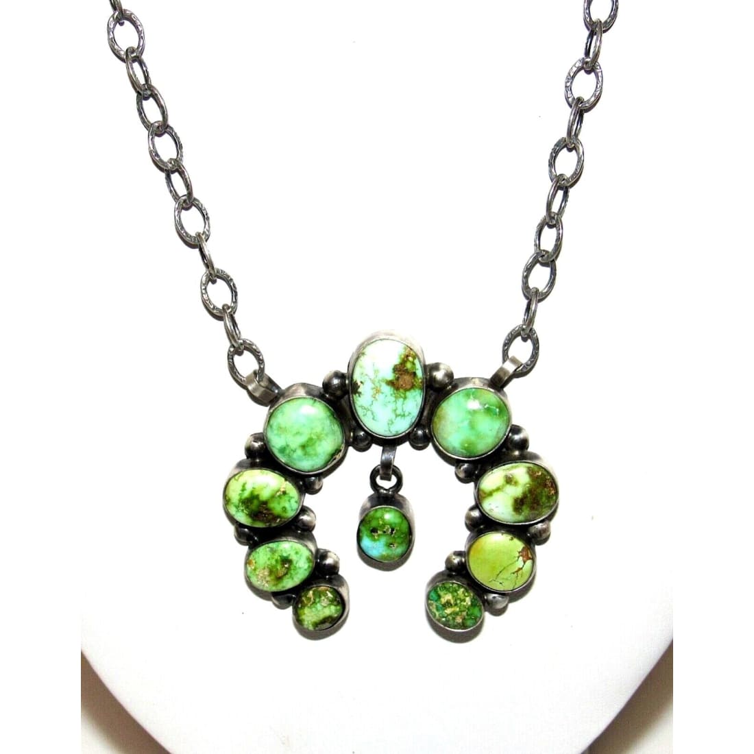 Navajo Sonoran Gold Turquoise Naja Necklace Squash Blossom Sterling Silver Native American