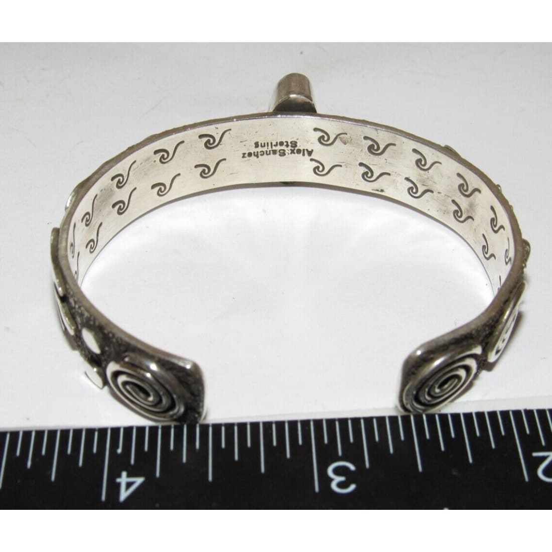 Navajo Sonoran Gold Turquoise Petroglyph Bracelet Sterling