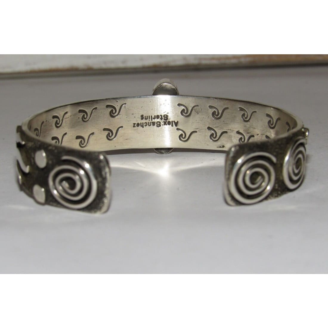 Navajo Sonoran Gold Turquoise Petroglyph Bracelet Sterling