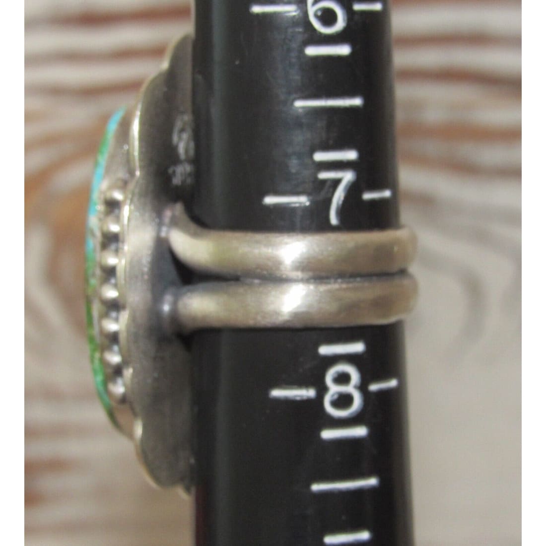 Navajo Sonoran Gold Turquoise Ring Sz 7.5 Sterling Silver 