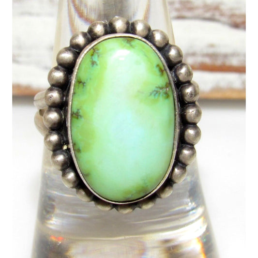 Navajo Sonoran Gold Turquoise Ring Sz 7.5 Sterling Silver Signed Native Native American