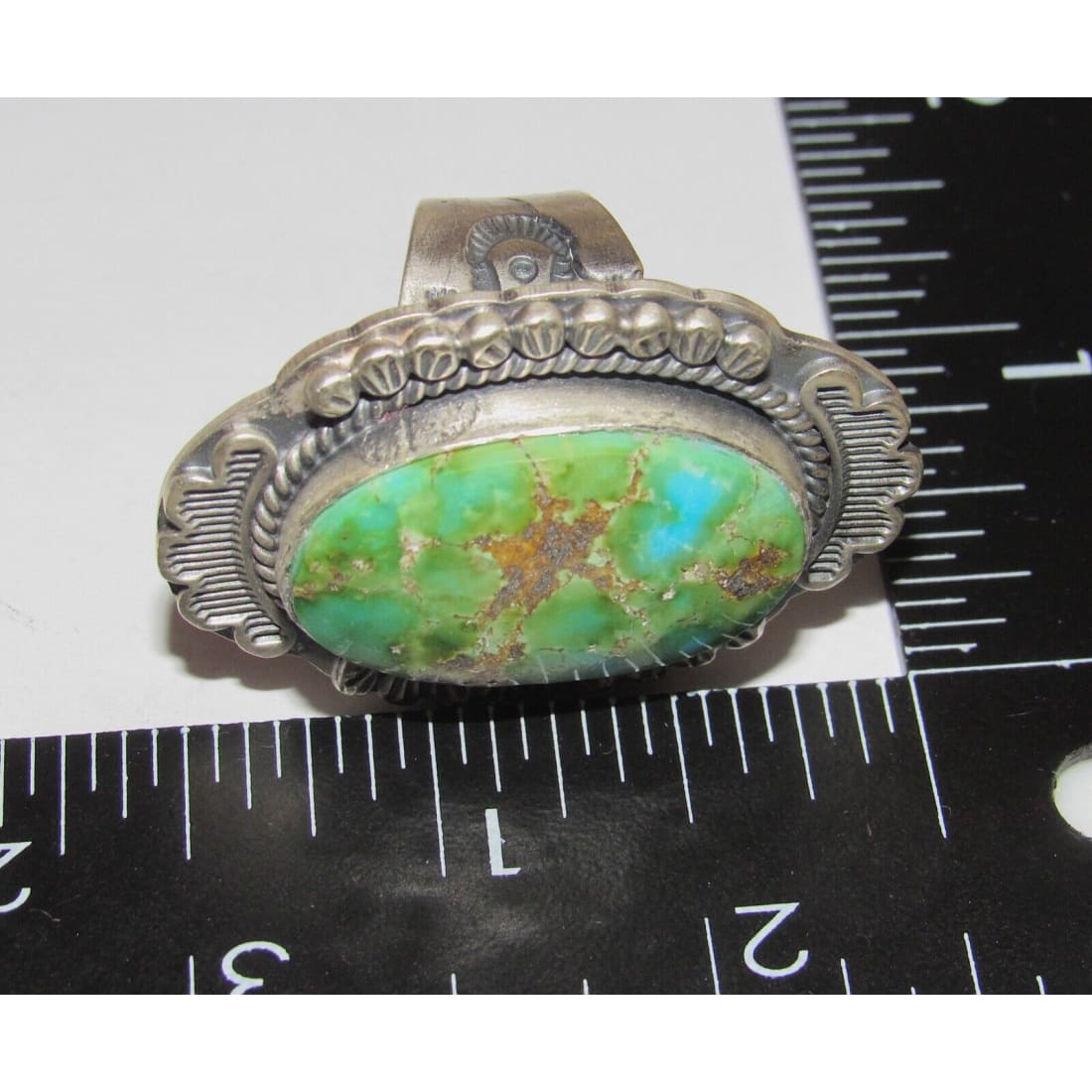 Navajo Sonoran Gold Turquoise Ring Sz 8 Sterling Silver 