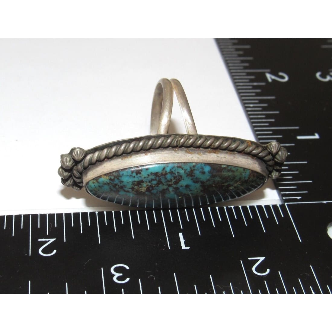 Navajo Spiderweb Kingman Turquoise Ring Size 8 Sterling 