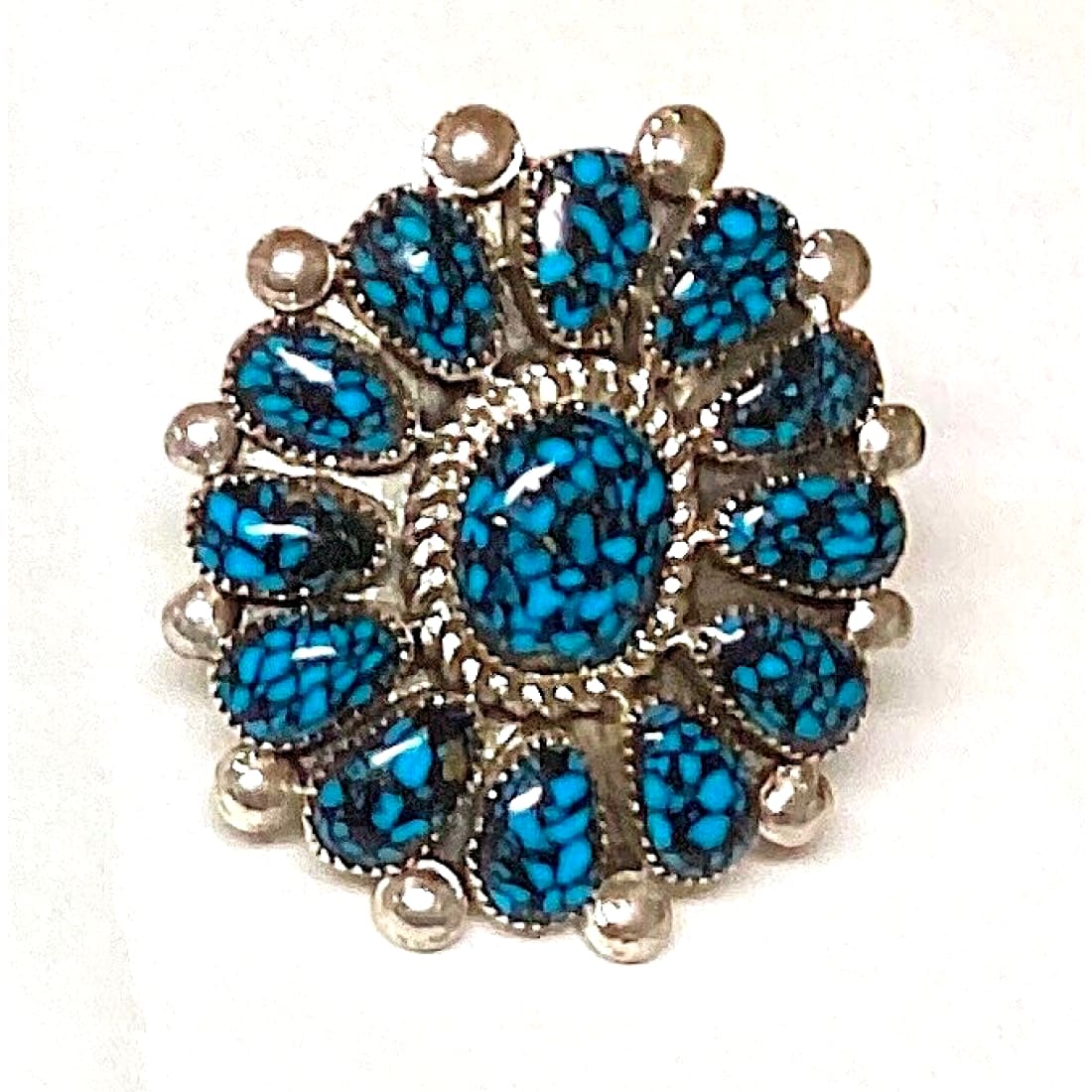 Navajo Spiderweb Kingman Turquosie Cluster Ring Size 7 
