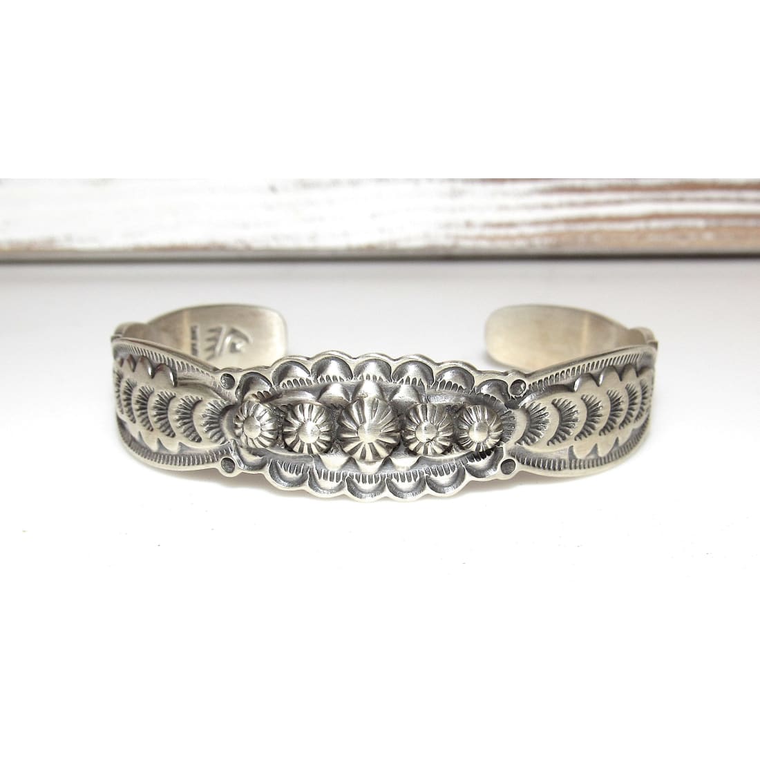 Navajo Stacker Cuff Bracelet Sterling Silver Hand Stamped Repousse Signed Native The Southwestern Style Gallery