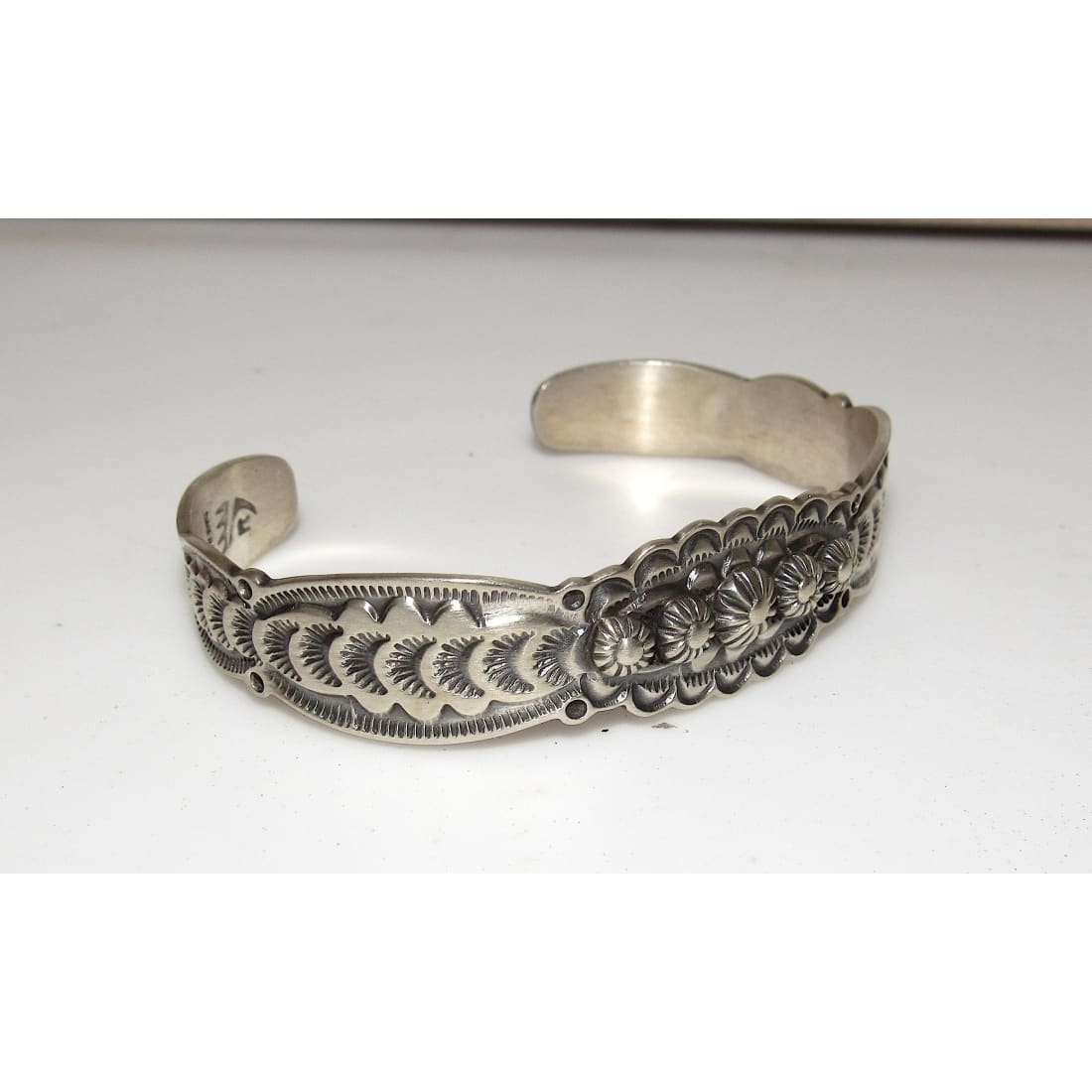 Navajo Stacker Cuff Bracelet Sterling Silver Hand Stamped Repousse Signed Native The Southwestern Style Gallery