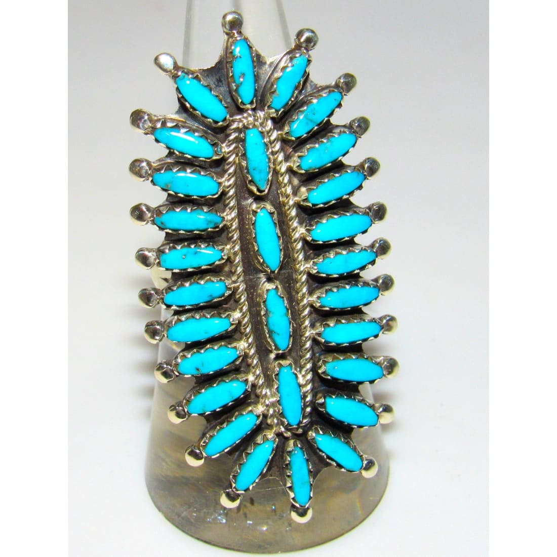 Navajo Statement Turquoise Cluster Ring Sz 7 Sterling Native American R. Nez The Southwestern Style Gallery