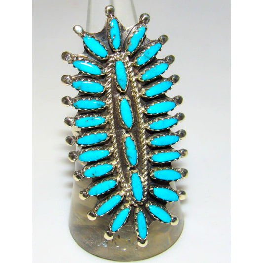 Navajo Statement Turquoise Cluster Ring Sz 7 Sterling Native American R. Nez The Southwestern Style Gallery