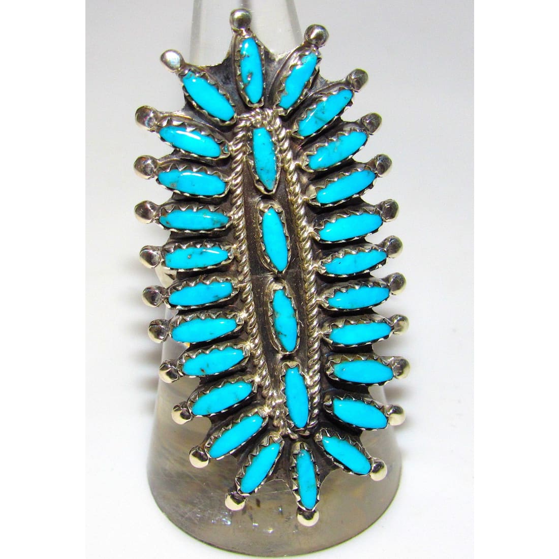 Navajo Statement Turquoise Cluster Ring Sz 7 Sterling Native American R. Nez The Southwestern Style Gallery