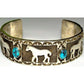 Navajo Sterling Silver Kingman Turquosie Horse Design Cuff Bracelet 63Gr Signed Native American