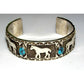 Navajo Sterling Silver Kingman Turquosie Horse Design Cuff Bracelet 63Gr Signed Native American