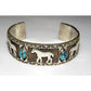 Navajo Sterling Silver Kingman Turquosie Horse Design Cuff Bracelet 63Gr Signed Native American