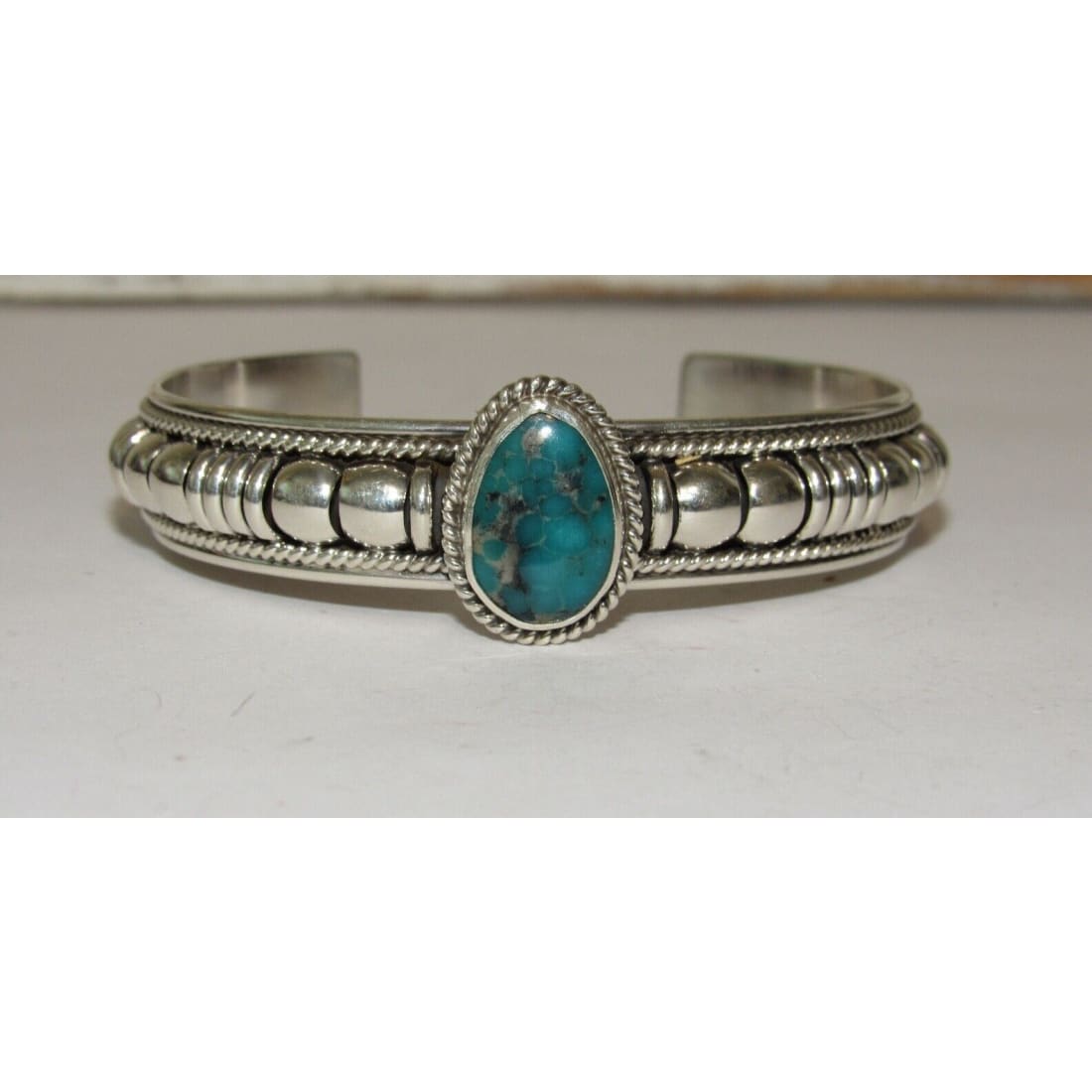 Navajo Sterling Silver Stormy Mountain Turquoise Cuff