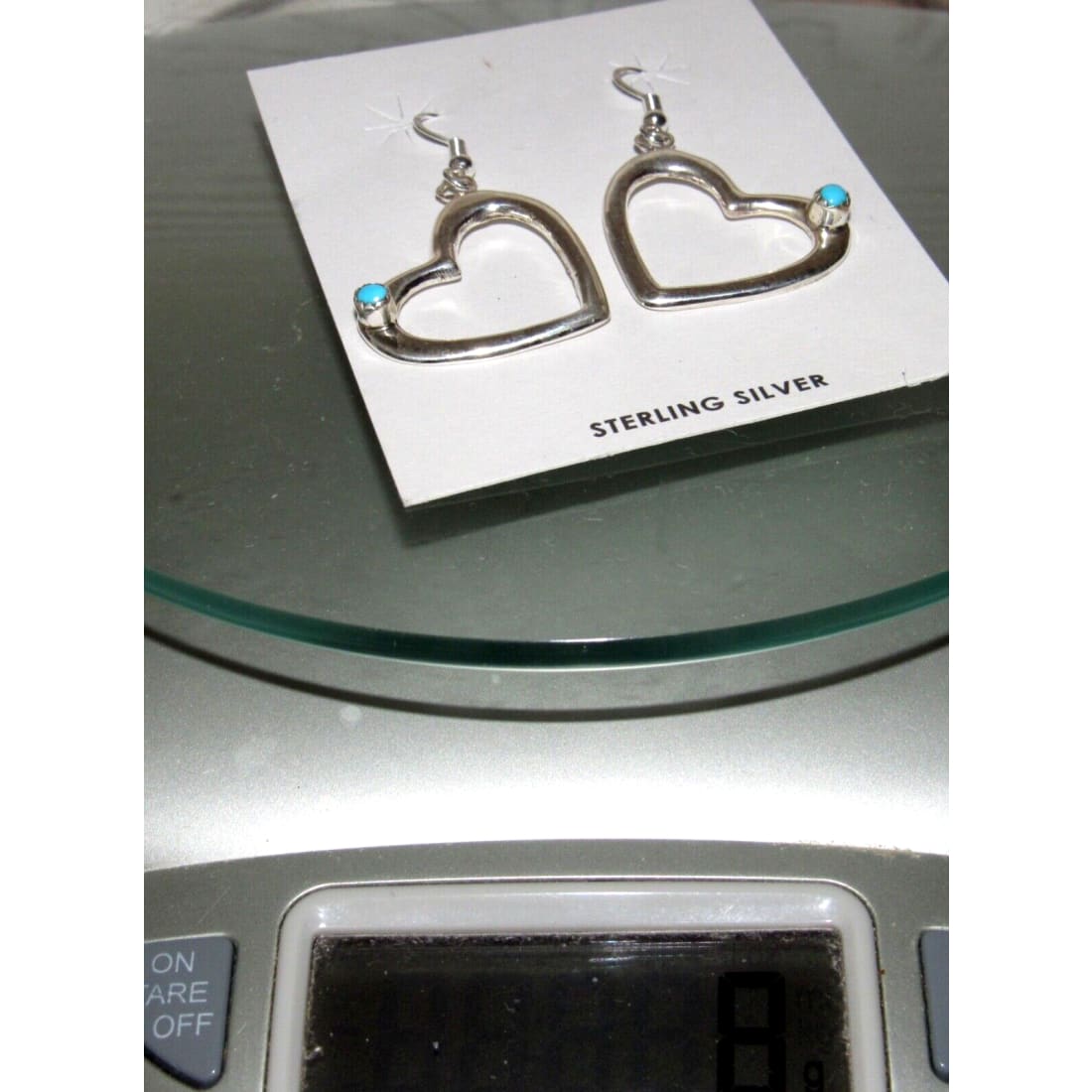 Navajo Sterling Turquoise Heart Dangle Earrings Pauline Nelson Native American Native American