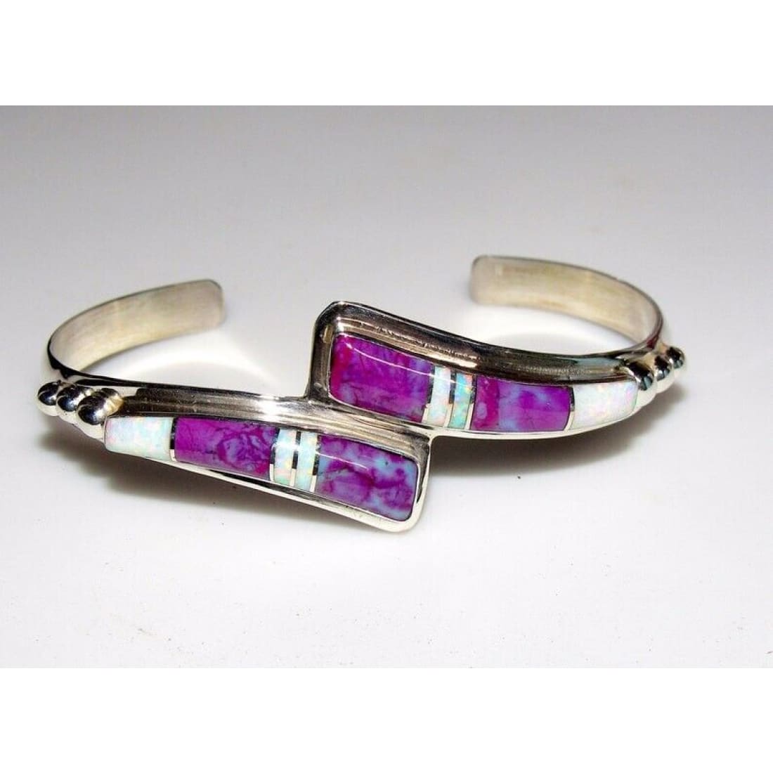 Navajo Sugilite Opal Bracelet Inlay Sterling Silver Native 
