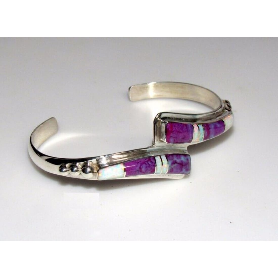 Navajo Sugilite Opal Bracelet Inlay Sterling Silver Native 