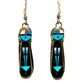 Navajo Sunface Kachina Earrings Jet Opal Inlay Sterling Silver Signed Native American